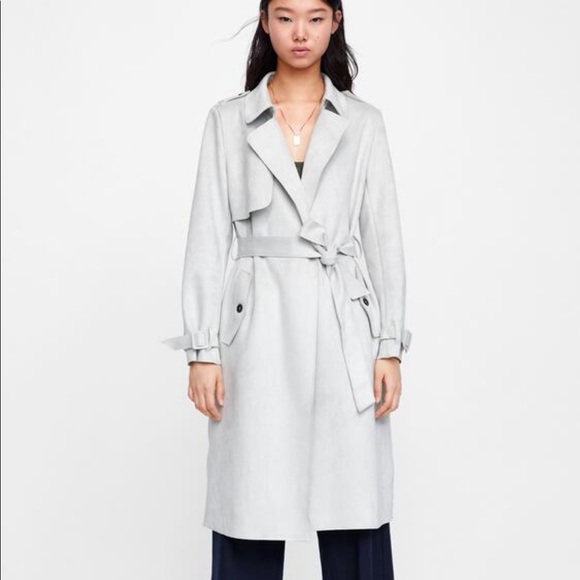faux suede trench coat zara